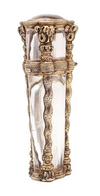 FRENCH 1820 Fabulous Perfume Bottle Carved Rock Quartz Mount In .850 Sterling. Circa 1820 Paris 