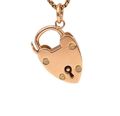 Joseph Cook & Son 1910 Edwardian Heart Shaped Lover Padlock In 9Kt Pink Gold. Beautiful 