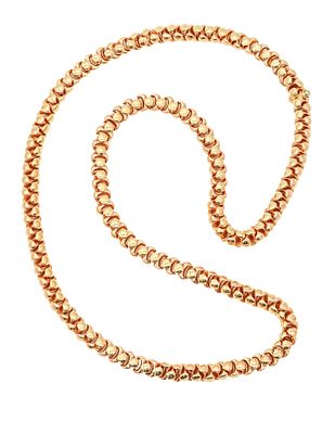 FRED Paris 1970 Intricate Links Long Necklace Chain In Solid 18Kt Yellow Gold. Gorgeous 