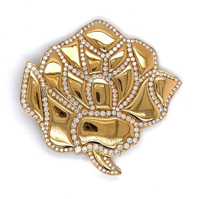 ARFAN PARIS French 18K Yellow Gold 16.80 Ct. Diamond Brooch. ARFAN PARIS French 18K Yellow Gold 