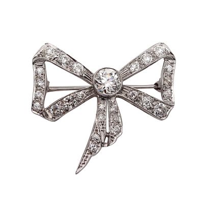 Edwardian 1905 Belle Epoque Bow Brooch In platinum With 3.35 Ctw In Diamonds. Statement Belle 