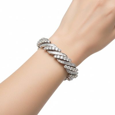 Platinum Bracelet with 15.80 Ct. In Diamonds. Platinum Diamond Bracelet, weighing 54.8 grams, is 