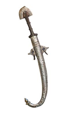 Marroquin Arab 1870 Koummya Dagger With Sheath In Wood Silver And Brass. Circa 1870 Moroccan 