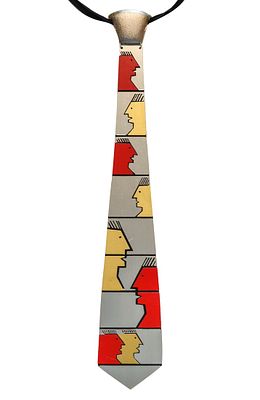 Pierre Cardin 1970 Paris Sculptural Artistic Metallic Tie In Stainless Steel And Enamel. Circa 