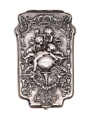 Br&uuml;der Figdor 1905 Austrian Art nouveau Belle Epoque Card Holder in Sterling Silver. Circa 1905 
