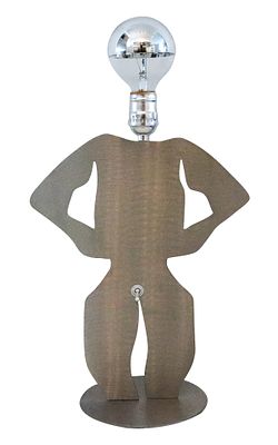 Postmodernist 1980 Memphis Pop Art Lamp In Stainless Steel In The Shape of Man. Unusual 