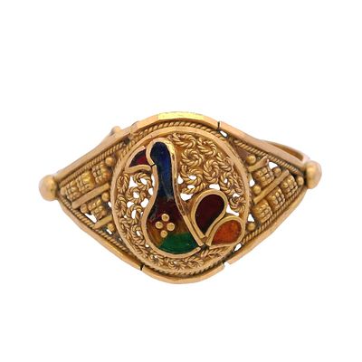 22Kt yellow Gold Ring with Enamel. 22Kt yellow Gold Ring with applications on Enamel. Ring can 