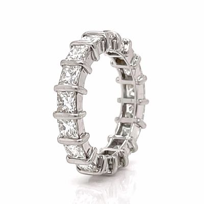 Platinum 3.40 Ct. Princess-cut Diamond Eternity Band. Platinum eternity band set with 17 