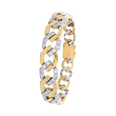 Vintage 18kt yellow & White Gold Bracelet with 1.80 Cts in Diamonds. Vintage Link Bracelet 