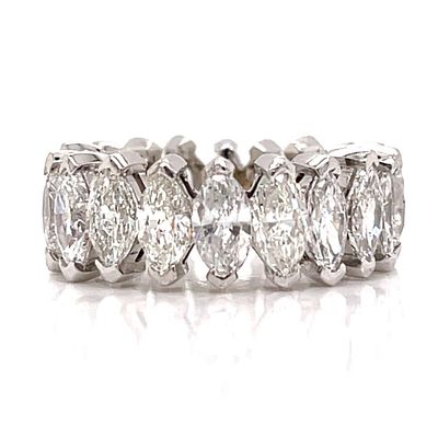 Platinum 7.00 Ct. Marquise Diamond Eternity Ring. Platinum eternity band set with 20 marquise 