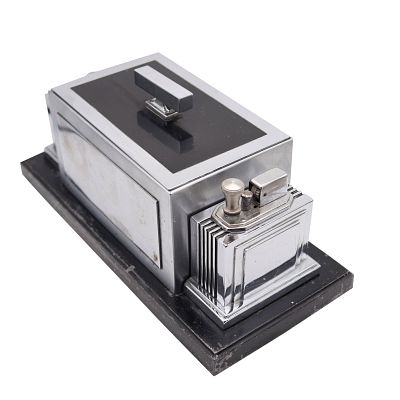 RONSON 1936 Art-Deco Machine Age Cigar Humidor Desk Box With Touch-Tip Striker. 1930s Ronson Art 