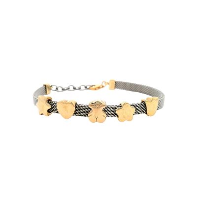 TOUS 18kt yellow Gold and Silver Mesh Bracelet. Tous Mesh Bracelet in 18kt yellow Solid Gold and 
