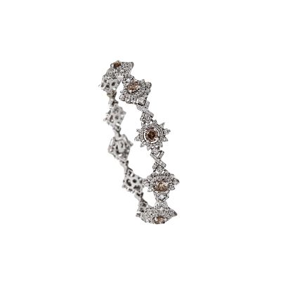 18K White Gold Bracelet with 10.30 CTW in Champagne & White Diamonds. 18K white gold bracelet 