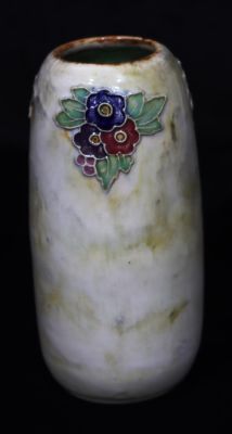A Royal Doulton glazed earthenware bulbous shaped vase with multicoloured floral and leaf 