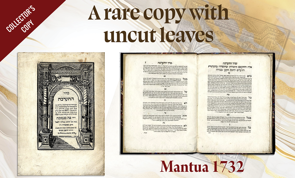 Seder Ha-Ha’arakhah. Mantua, [1732]. A rare copy with uncut leaves
. An official booklet of 