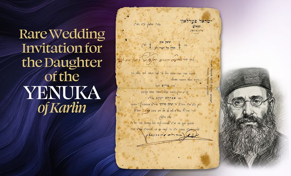 Rare Wedding Invitation for the Daughter of the “Yenuka” of Karlin – Signed in His Own Hand. 