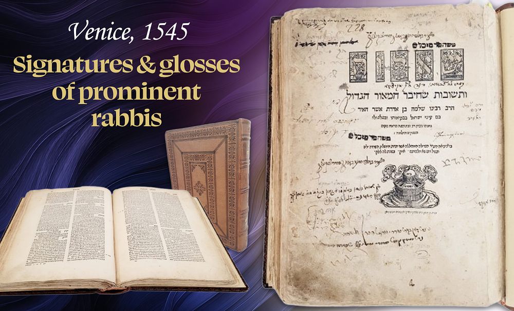 Responsa of the Rashba. Venice, 1545. Signatures and glosses of prominent rabbis. Responsa of 