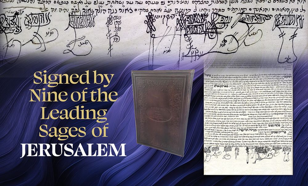 Large and Impressive Emissary Document (Shadarut), Signed by Nine of the Leading Sages of 