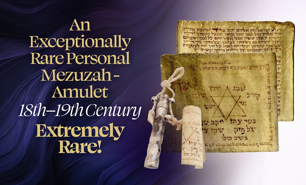 An Exceptionally Rare Personal Mezuzah-Amulet – Ashkenaz, 18th–19th Century. Extremely Rare!. An 