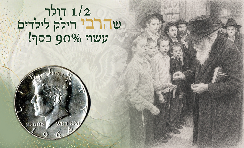 A Blessing Coin from the Rebbe – 90% Silver. Rare!. A half-dollar coin struck in 90% silver 