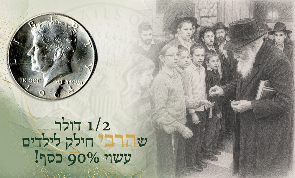 A Blessing Coin from the Rebbe – 90% Silver. Rare!. A half-dollar coin struck in 90% silver 