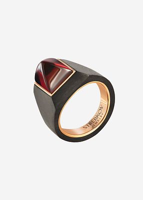 STREBKOV JEWELRY - Кольцо из мореного дуба с гранатом. Мореный дуб, розовое золото, гранат 
Размер 