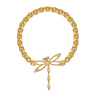 CHIC CLIC - Колье-трансформер &laquo;Стрекоза&raquo;. Латунь, позолота, сатинирование, лабораторные бриллианты 