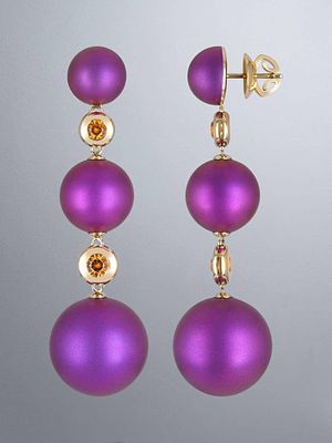 Mikhail Milyutin - Серьги &laquo;Мыльные пузыри&raquo;
. Титан, золото, спессартины 
Длина серег: 68 мм 
Размер 