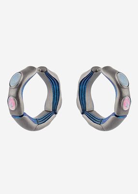 Evgeny Danilov Jewellery - Серьги-конго Parametric. Титан, эфиопские опалы 
Размер: 30х30мм