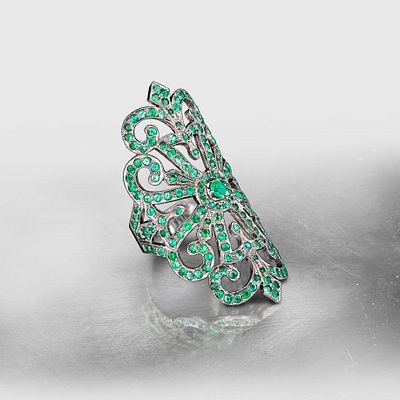 Doguma - Кольцо и чокер из коллекции Doguma Classic
. Серебро, черный родий, цавориты 
Размер 