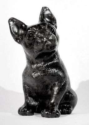 Анна Воднева - Фигурка &laquo;Французский бульдог&raquo;. Персидский обсидиан, раухтопаз 
Размер фигурки: 