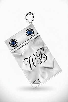 Letters and Stones - Подвеска-брелок Carnet de Bal. Серебро, дерево, лабораторные сапфиры 
Размер 