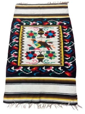 A NAVAJO WEAVING STYLE HAND WOVEN RUG. A NAVAJO WEAVING STYLE HAND WOVEN FLAT TRIBAL BLANKET 