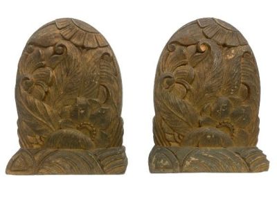 Vintage Art Deco Syroco Wood Bookends. Vintage Art Deco Syroco Wood Bookends. Pair of small Art 