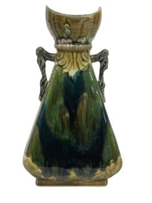 Old European Majolica Decorative Vase. An Old European Majolica Decorative Vase measuring about 