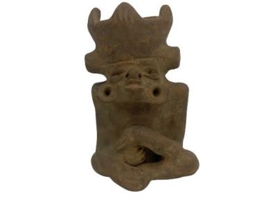 A Terracotta Clay Aztec Mexican Mayan Vase . A decorative figure standing about 7 inches tall 