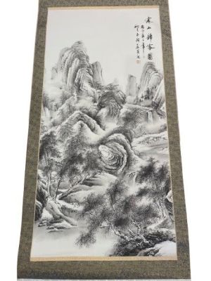 A large finely painted Chinese hanging Scroll measuring 29 inches wide by 76 inches long. sight 