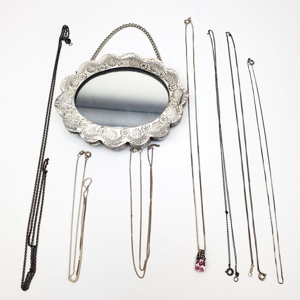 Lot of Silver Items Including Chain Necklaces. Lot of Silver Items Including Chains, Necklaces 