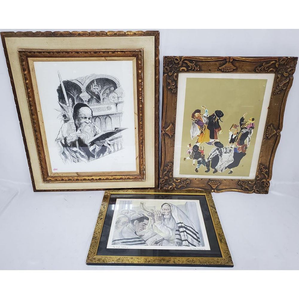 Lot of 3 Judaica Prints. All in Original Frames Under Glass. Have Not Been Examined Out of 