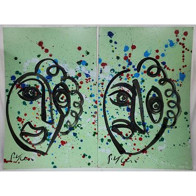 Lot of 2 Peter Keil, American (b.1942) Paintings, Oil on Masonite. Signed Lower Left. Unframed.