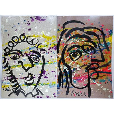 Lot of 2 Peter Keil, American (b.1942) Paintings, Oil on Masonite. Signed Lower Left. Unframed.