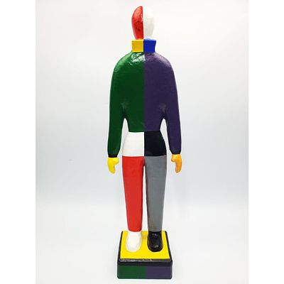 After Kazimir Malevich, Ukranian (1879-1935) Painted Papier Mache Sculpture. "Sportsman" Dated
