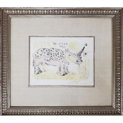 After Salvador Dali, Spanish (1904-1989) Print "Rhinoceros". Published by The Collector's Guild