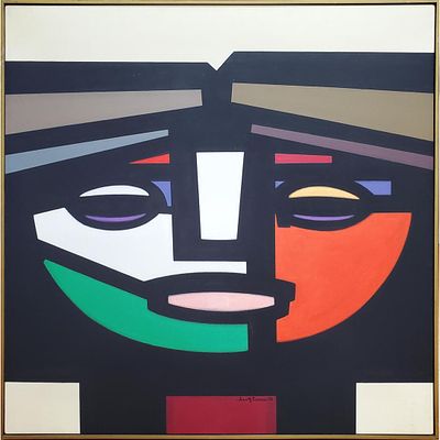 Juan Manuel Sanchez, Argentinean (1930-2016) Large Painting Oil on Canvas. "Cabeza Grande-Big
