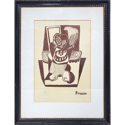 Pablo Picasso, Spanish (1881-1973) Woodblock Print. Pablo Picasso, Spanish (1881-1973) Old