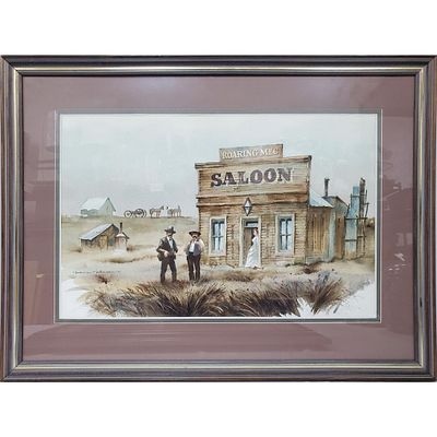 Garrick Tremain, New Zealand (b.1941) Painting Watercolor on Paper. "Roaring Meg Saloon".