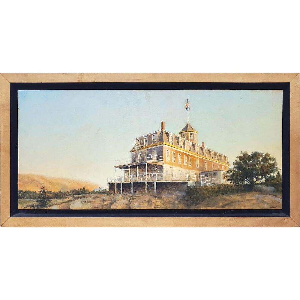 Peter Poskas III, American (b.1969) Painting, Oil on Board "Monhegan Island, Maine". Signed 