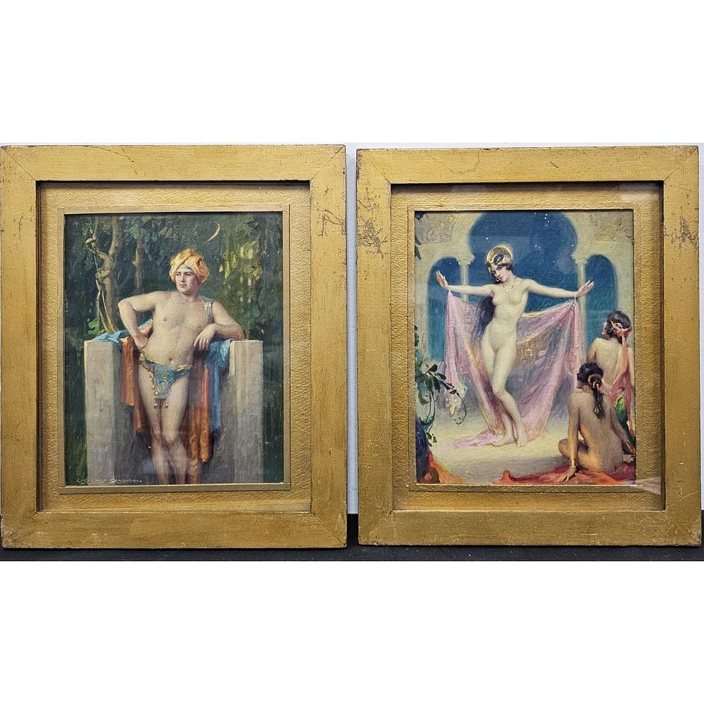 Charles Bosseron Chambers, American (1880-1964). Lot of 2 Paintings. Oil on Canvas Board. 