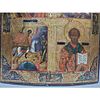 Antique Russian Wood Icon w/ 4 Images. Condition: Cracks, Repairs &amp; Losses. Dimensions: 14" Image - 2