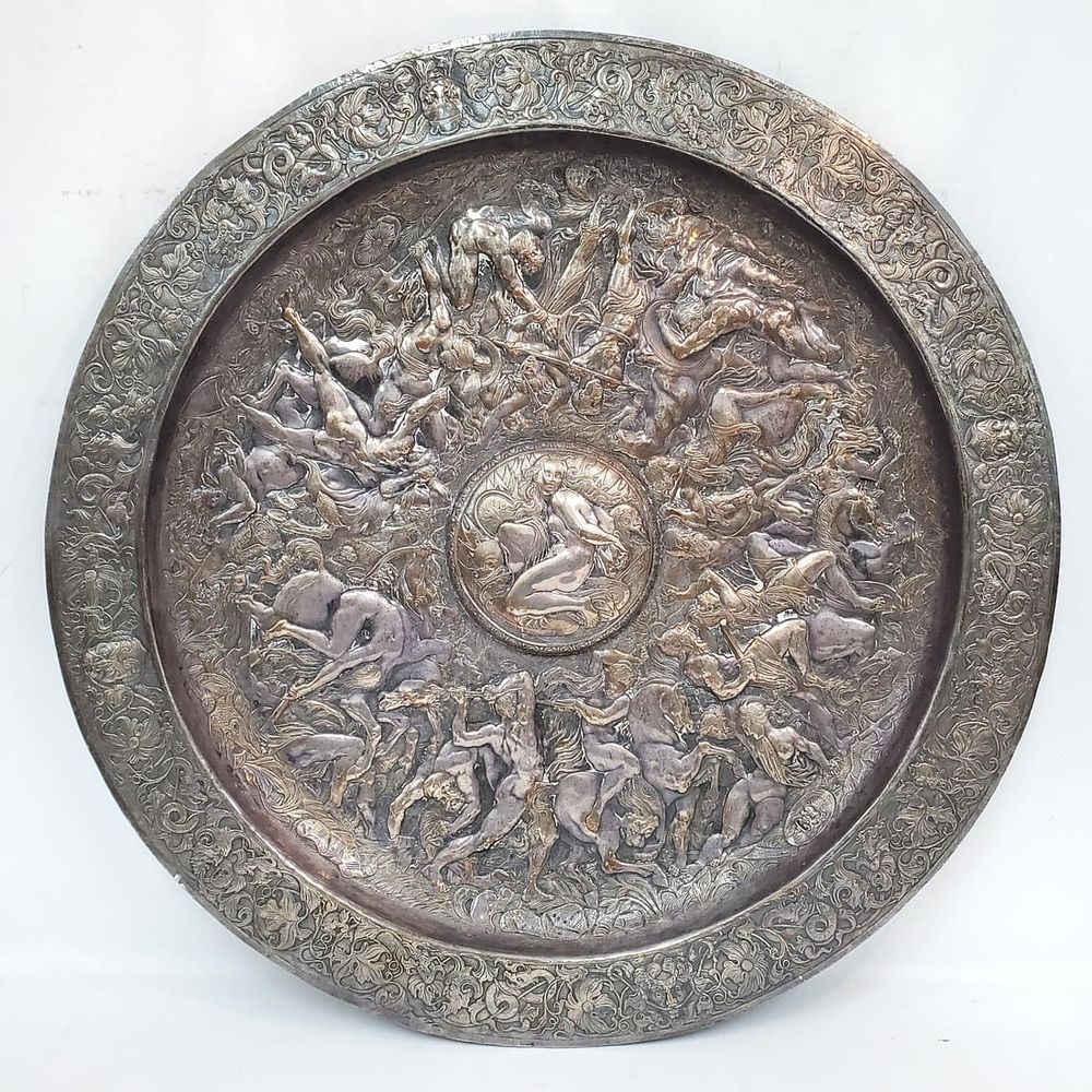 Monumental Antique English Silver-Plated Charger. Monumental Antique 19th C. English 